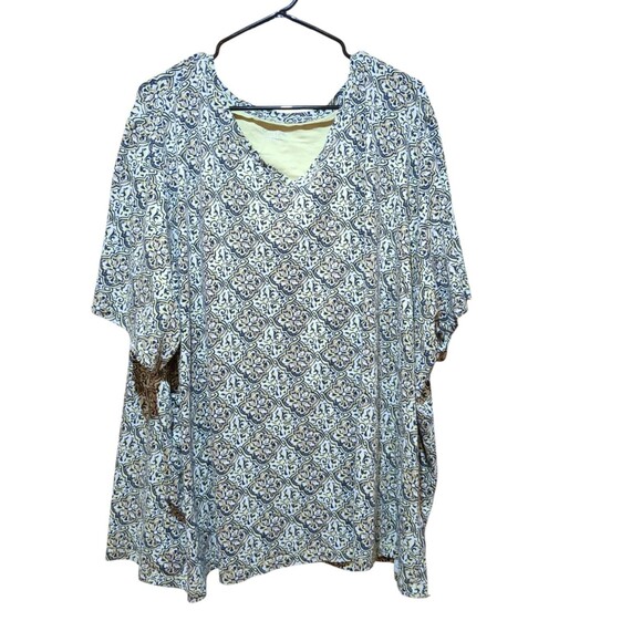 Catherines V-Neck Mosaic Pattern  Women's Tunic 5X  34W 36W Yellow,Black & White - Picture 2 of 10